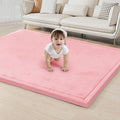 ACOMOPACK Baby Play Mat for Floor 1.3" Thick Memory Foam Play Mat 39"×59" Tummy Time Crawling with Non-Slip Bottom for Living Room,Nursery,Soft Velvet Playpen Mats for Kids,Infants（Pink）
