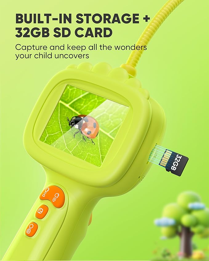2.6FT Borescope Snake Camera Toy with Light & 32GB SD Card for Kids Science Educational STEM Toys for Outdoor Nature Exploration IP67 Waterproof Birthday Gift for 4 5 6 7 8 9 10 12 Years Old Boy Girls