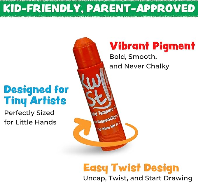 Kwik Stix Solid Tempera Paint Sticks – 12 Pack of Light Blue – Same Color Washable, Quick Dry, ASTM Certified, Non-Toxic, Allergen-Free Kids & Toddler Art Supplies for Home, School & Crafts