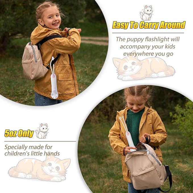 Tremdwoto Kids Flashlight Rechargeable, Small LED Cat Child Flashlights, Birthday Gifts for Boys&Girls, Flash Light, Handheld Flashlights for Children, Cat Toddler Flashlight for Camping, Home