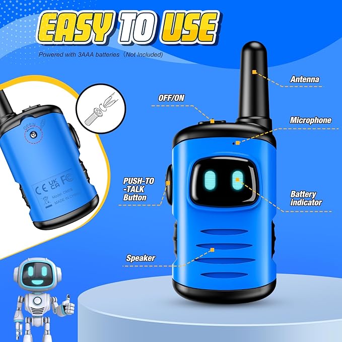 Kids Walkie Talkies Toys for Boys: 3 Pack Robots Walkies Talkies Kids Christmas Birthday Gifts for 3 4 5 6 7 Year Old Boys Girls Toys Age 3-6 5-7 Year Old Boy Girl Stocking Stuffers Outdoor Camping