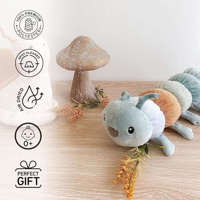 MON AMI Twiggy The Caterpillar Stuffed Animal - 12', Soft & Cuddly, Use as Toy or Nursery Room Décor, for Kids of All Ages