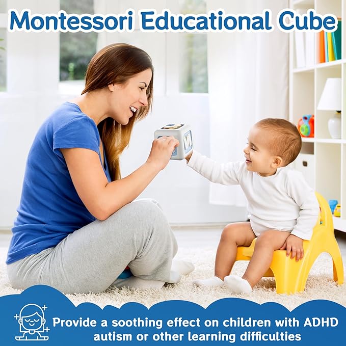 Airplane Toys for Toddlers 1-3, Activity Cube Montessori for 6-12 Months, Sensory Toys Busy Board for 12-18 Months, Travel Cube for 1 Year Old Boys, Birthday Gifts for 1 Year Old Boys Girls, Blue