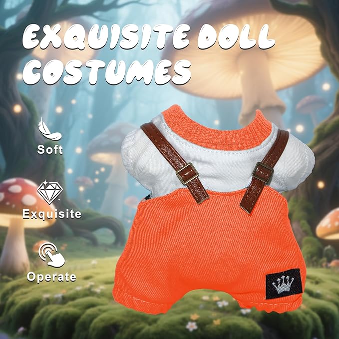 17cm Doll Clothes Set Premium Fashion Romper with Accessories Outfit Set for 17cm Dolls(NO Doll)(Colorful Shirt + Romper)