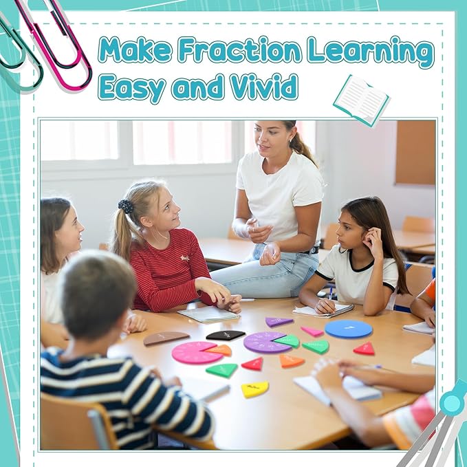 12 Sets Fraction Set for Math Classroom Fractions Manipulatives Math Manipulatives for Home School Supplies (Circles)