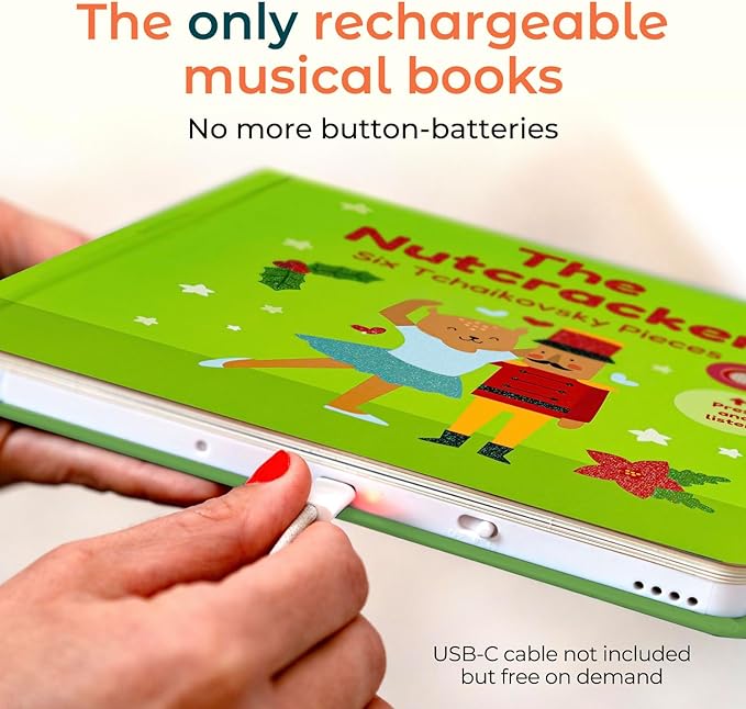 Cali's Books The Nutcracker Book for Children - Rechargeable USB Musical Book for Toddlers 1-3, Perfect for Christmas, 6 Excerpts from Tchaikovsky's Nutcracker, Ballet Gift for Kids