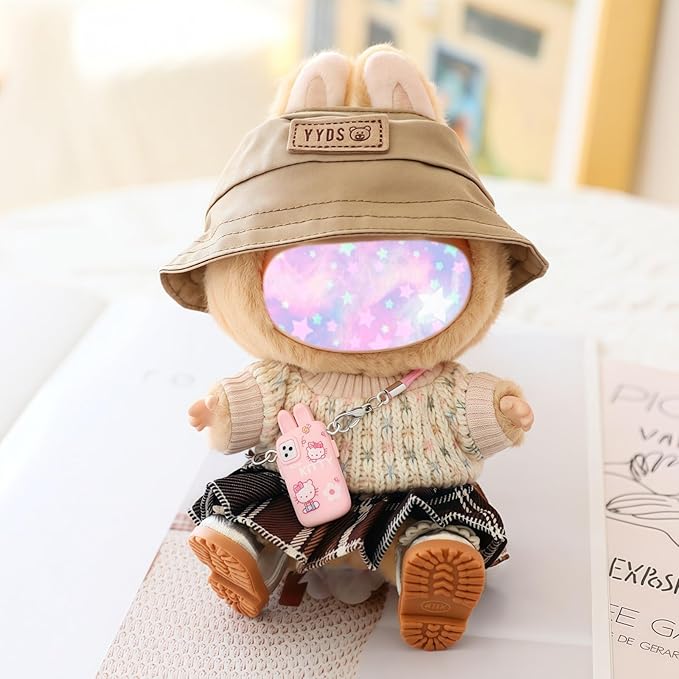 17cm Doll Clothes Set, 5 Pieces Dress Outfit Set for 6.7inch Doll Suit, Fashion Chic Hat & Clothes Accessories for 1st/2nd/3rd Gen Dolls Play & Display Brown