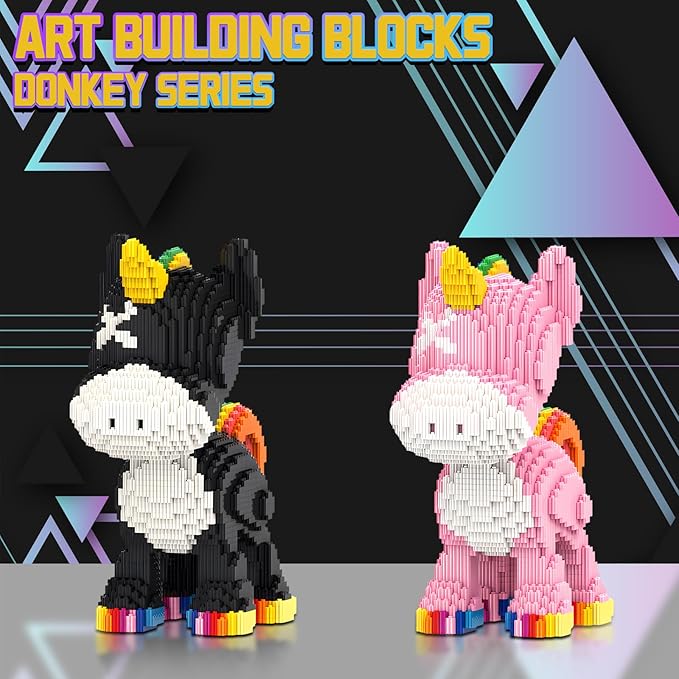 Black Unicorn Animal Micro Building Blocks Set Black Donkey Model Gift for Adults and Kids 4500 Pieces