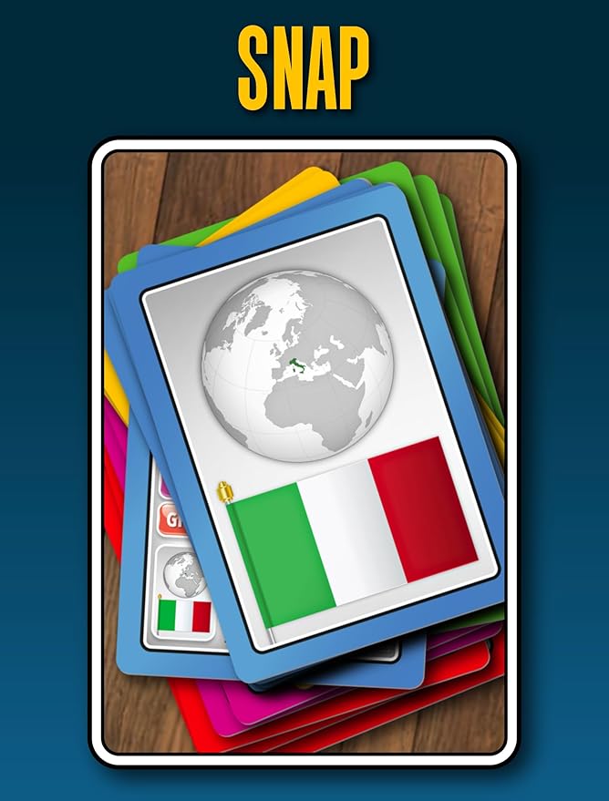 Countries, Gift, Stocking Stuffer, Travel Game, 7 Games in 1, Pairs, Snap, Trumps, Rummy, Memory Quiz, Learn Facts, Age 5+, 1-8 Players