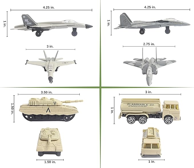 Daron Boeing Military 12-Piece Playset with Die-Cast Metal Model Airplane with Plastic Parts, Vehicles, and Military Accessories for Kids Ages 3+