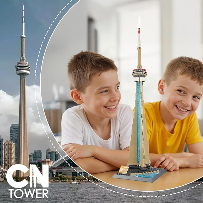 CN Tower Building Blocks Sets Toronto Architecture Building Kits Famous Landmark Model Toys Gift for Adults Kids Teens 400 PCS