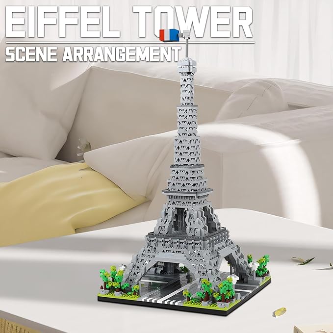 Paris Eiffel Tower Model Building Blocks Micro Brick Architecture Landmark for Display Fun Construction Gift for Kids & Adults
