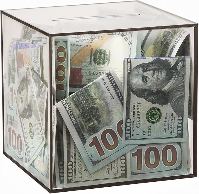 Clear Piggy Bank for Adults/Kids, Acrylic Unopenable Money Box for Cash Coin Saving, Must Break to Open, Money Saving Jar for Adults Boys Girls, Size 4.72''