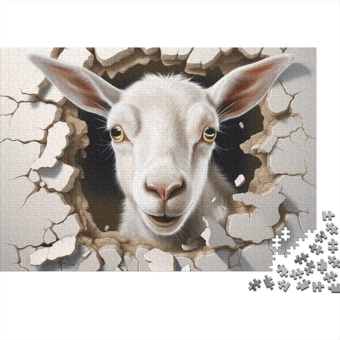 Sheep Adults Fun 500 Piece 3D Animal Thickened Wooden Jigsaw Puzzles Home Decoration Stress Relief Toy Toy Intellectual Game Education Game Challenge Educational 500pcs (52x38cm)
