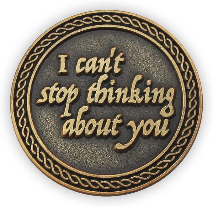 Bulk Set of 3 Romantic Love Expression Coins, I Cherish You, I Can't Stop Thinking About You, Anniversary Pocket Tokens for Date Night, Love Gift for Men & Women, from Him or Her