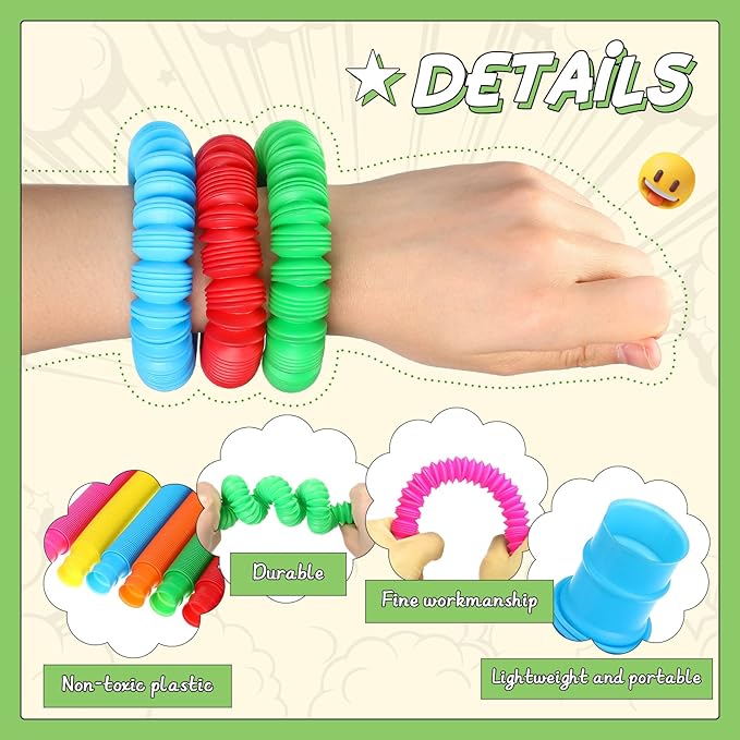 Jerify 300 Pcs Pop Tubes Sensory Toys Party Favors for Kid Fidget Toy Sensory Learning Tubes for Anxiety Goodie Bag Stuffers School Classroom Prizes Gift Adults Stress Relief Birthday Halloween Party