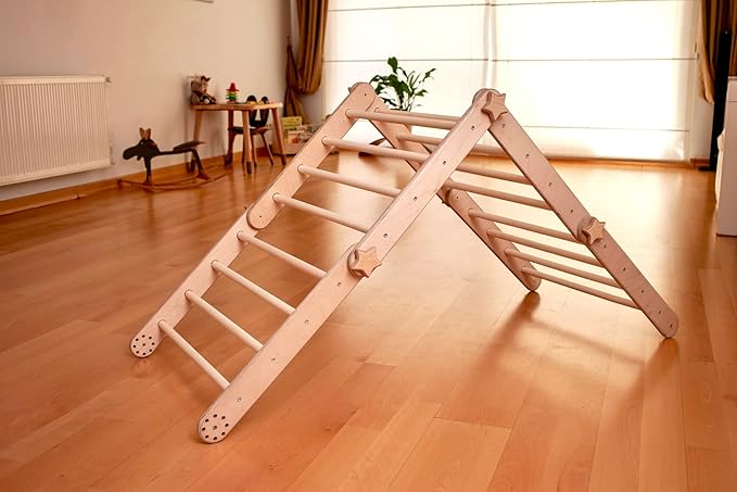 Montessori Activity Cube | Foldable Montessori Climbing Cube | Indoor 9 in 1 Transformable Activity Cube for Toddlers & Kids | Indoor Climbing Activity Wooden Playground (Cube + Ladder Ramp)