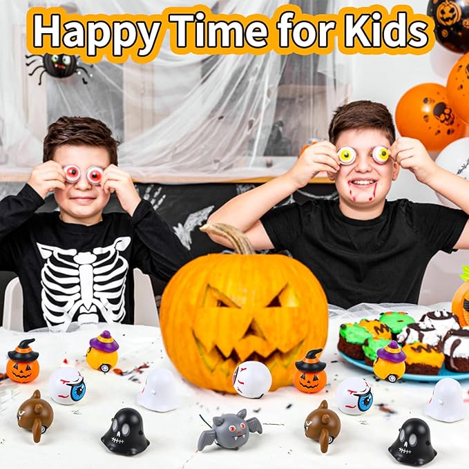 KIMOBER 24Pcs Halloween Pull Back Cars,Assorted Mini Friction Powered Vehicle for Kids Halloween Party Favors Trick or Treat Goodie Gifts Bag Fillers