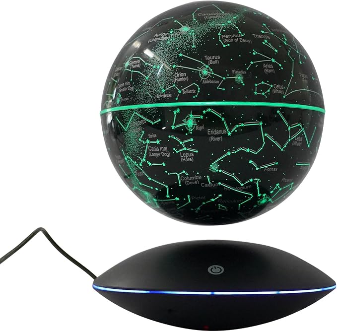 Floating Globe Magnetic Levitation with LED Color Changing Light and Touch Control, Magnetic Levitating Globe for Desk Office Home Decor Educational Gift for Men Father Boys Boss,Black