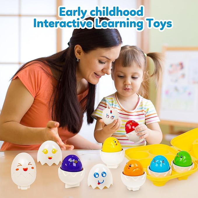 Tddler Toys 1-2,Montessori Geometric Egg Shape Sorter Toys Preschool Learning Educational Color Sorting & Fake Eggs Puzzles Matching Games Fine Motor Toy for Boys Girls