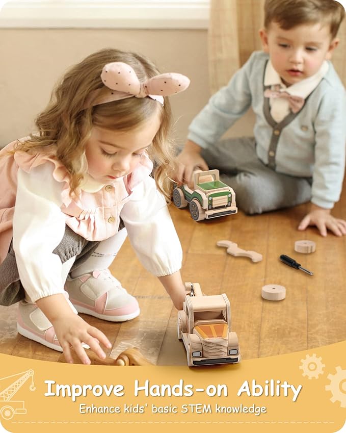 SainSmart Jr. Woodworking Building Kit, 3-in-1 Kids STEM Projects Set, DIY Wood Crafts Assembly Toys with Different Combinations for Boys and Girls