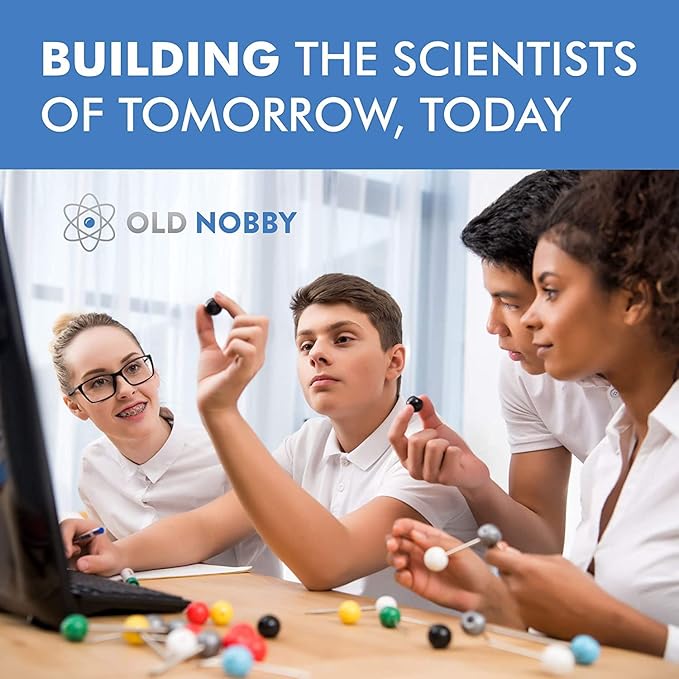 Old Nobby Chemistry Model Kit - 115 Piece Molecular Model Set includes Atoms, Bonds, Instructional Guide - STEM Science Tool for Students, Organic Chemistry, Molecular Learning - Colorful Models