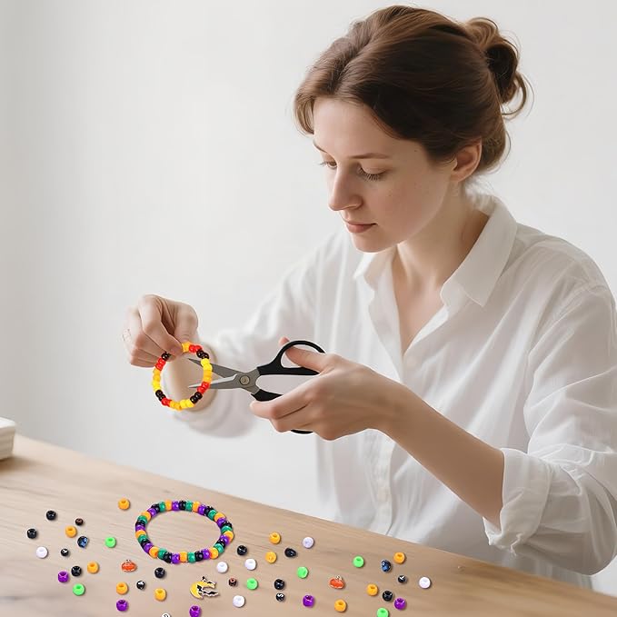 XIANNVXI 10Colours Halloween Pony Letter Beads Set Friendship Bracelet Making Kit 640pcs Orange Purple White Letter Pony Beads Bulk