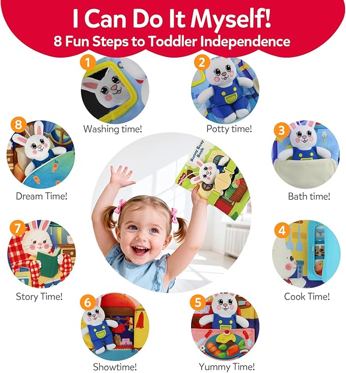 Montessori Busy Book for Toddlers 1-3,Busy Board with 12 Sensory Activities & Fine Motor Skills,Travel Toys for Airplane Car,Educational Learning toys One Year Old Birthday Christmas Toddler Gifts