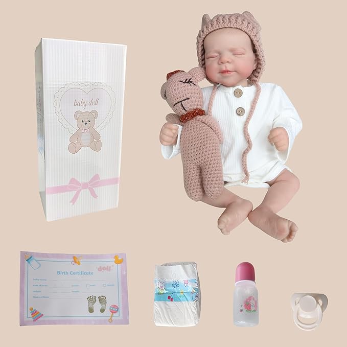 Realistic Reborn Baby Dolls-18 Inch Real Life Baby Dolls Girl Lifelike Baby Doll with Accessories for 3+ Years Old (Brown)
