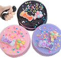 Sticky Cookie Squishies Fidget Toys Adults, Squeeze Toys for Autism, Stress Balls for Adults Fidgets Birthday Gifts(3 Pack Pink Black Purple)