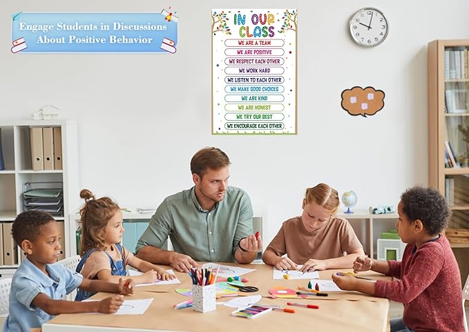 FLYAB Classroom Rules Posters - Motivational Posters for Classroom Decorations In Our Class Inspirational Poster for Preschool Kindergarten Elementary Back to School Teacher Supplies