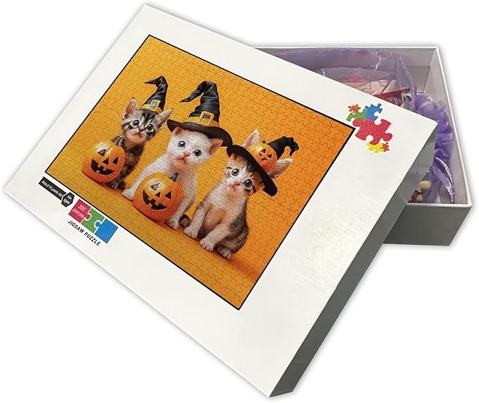Kittens and Pumpkins - Adult Wizard Hat Halloween 70 Pieces Adult Puzzle - Challenging Family Activities