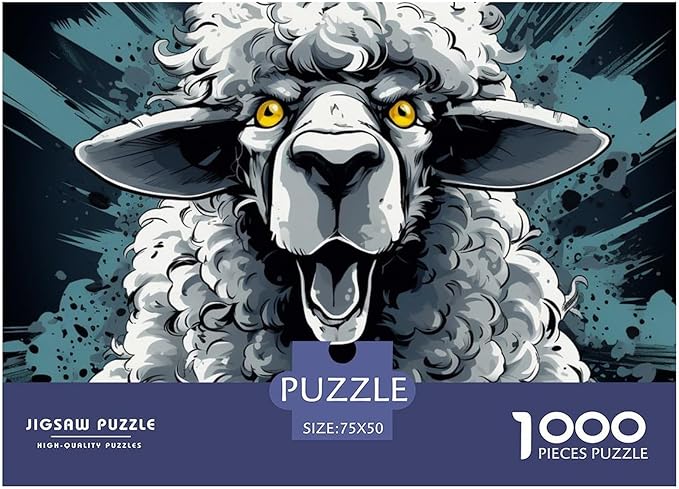 Sheep Thickened Wooden Jigsaw Puzzle 1000 Pieces 3D Animal Adults Fun Toy Intellectual Game Stress Relief Toy Decoration Education Game Relaxation and Intelligence 1000pcs (75x50cm)