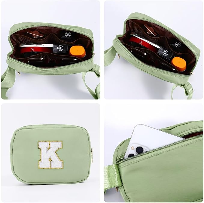YOOLIFE Belt Bag - Women's Crossbody Fanny Pack in Green with Monogram