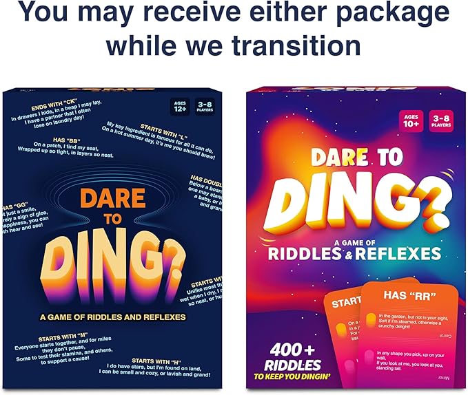 Dare to Ding - Game of Riddles & Reflexes, Fast-paced Card Game, Test Your Wits, Family-Friendly Game for Teens, Families & Adults, Gifts for Ages 10, 11, 12 and Up, 3-8 Players
