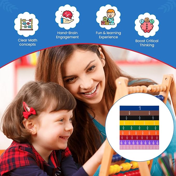 Montessori Math Magnetic Tiles Classroom Essentials Foam Tiles for Kids to Learn Fraction Equivalence and Math manipulatives Great Learning Resources for The Homeschool Curriculum