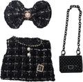 17cm Doll Clothes Dress Hairpin 3 Piece Set Luxury Accessories Outfit Set for 17cm Dolls(NO Doll)(Colorful Shirt+Bow Hairpin+Bag)