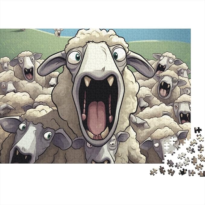 Sheep for Adults Fun Thickened Wooden Jigsaw Puzzles 500 Piece 3D Animal Stress Relief Home Decoration Toy Intellectual Game Education Game Challenge Educational 500pcs (52x38cm)