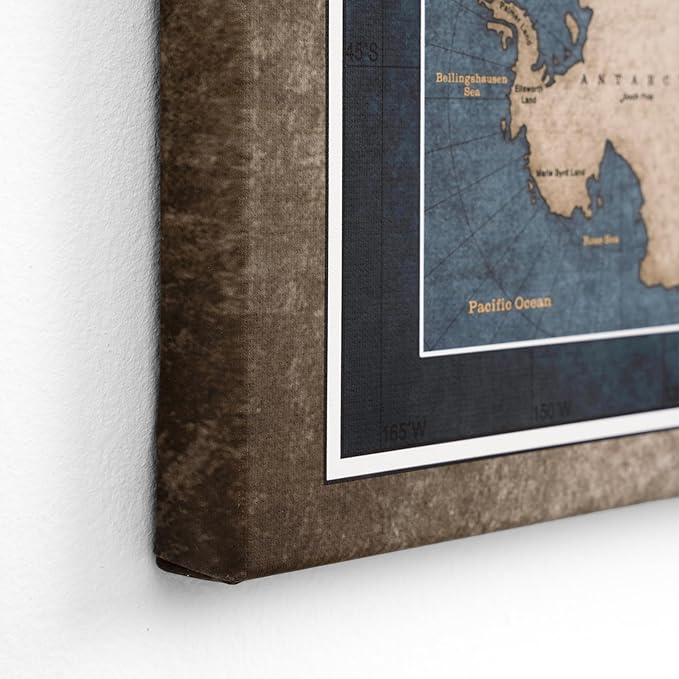 Canvas World Map with Cork Pin Board - English Lettering - Decorative Wall Decoration for All Rooms - Canvas Pictures with World Map Motif (150x100 cm, Pattern 13)