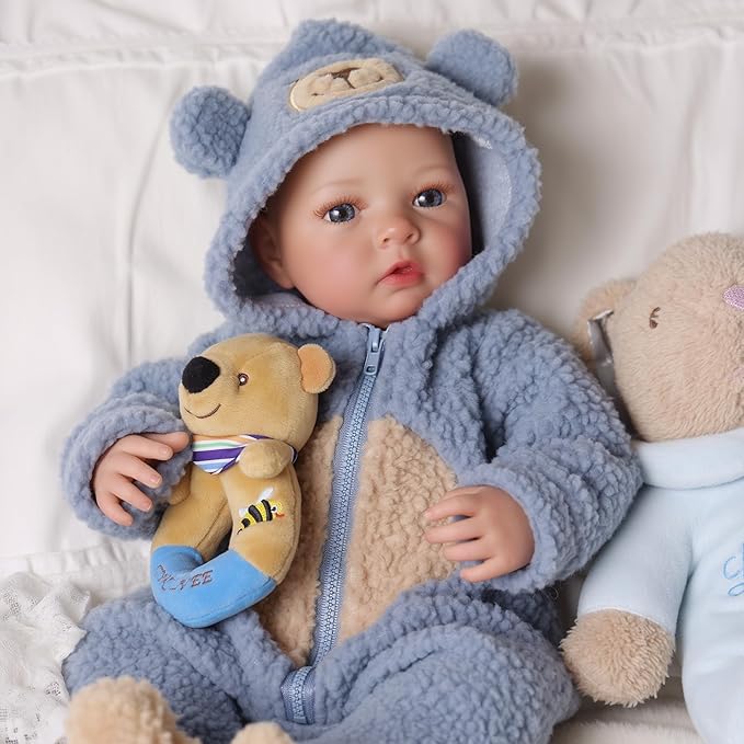 BABESIDE Realistic Reborn Baby Dolls Boy–18 Inch Lifelike Newborn Real Life Baby Dolls with Soft Weighted Cloth Body & Poseable Vinyl Limbs – Realistic Baby Doll with Toy & Gift Box for Kids Age 3 +