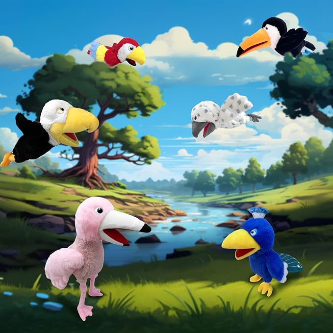 Puppets bird Flamingo Hand Puppet,13.8"Animal Puppet Flamingo Hand Puppets Stuffed Animal Puppet for Kids with Movable Mouth,Puppet Plush Multi-color Toys Bird Puppet Role Play Teaching(Pink)