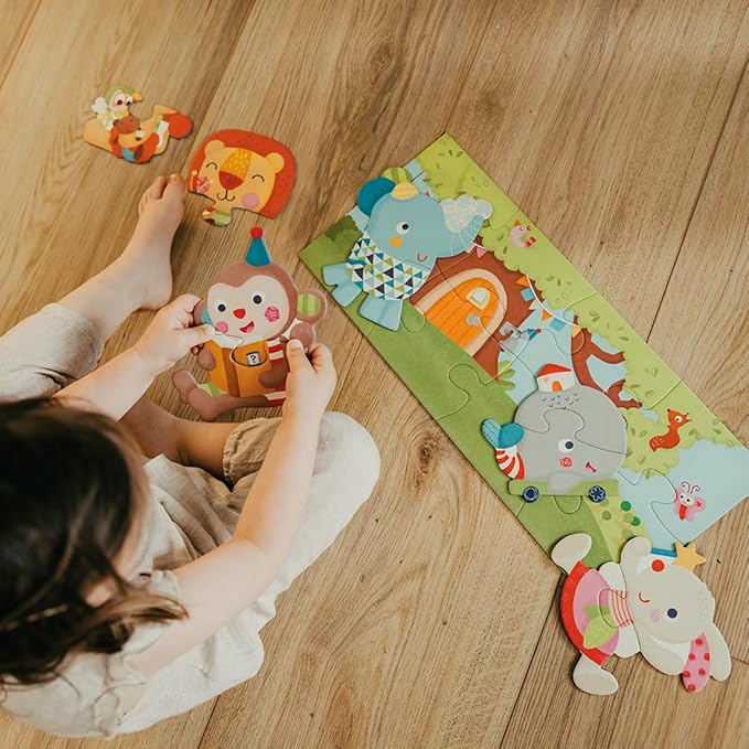 Bababoo & Friends Play with Friends Puzzle Pairs, 18 Matching Pieces for Toddlers 18+ Months, 17" x 8" Board, Develops Problem Solving, Motor Skills & Social Learning, Educational Toy for Early Play