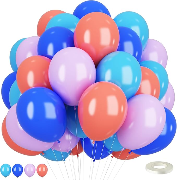 Blue Pink Purple Balloons Birthday Party Decorations, Royel Blue Pastel Purple Balloon Happy Birthday Latex Balloons for Birthday Themed Party Birthdays Baby Showers Party Supplies