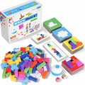 Wooden Block Game 120Pcs Fast-Paced Stacking Building Block Game Challenging Board Games for Kids 1 to 6 Players Color Block Puzzles Party Games for Ages 4+ Blue