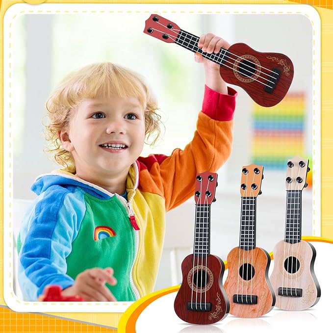 Lenwen 12 Pcs Kids Ukulele Guitar 10 Inch Kids Toy Ukulele 4 Strings Mini Guitar Children Musical Instruments Educational Learning Toy for Toddler Beginner Preschoolers Education