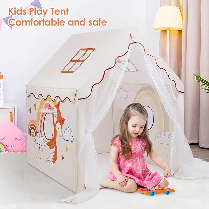 Kids Tent Animals Toddler Playtent for Boys Girls,Large and Foldable Kids Playhouse with Windows, Portable and Lightweight Play Tent Indoor&Outdoor for Gift to Toddlers