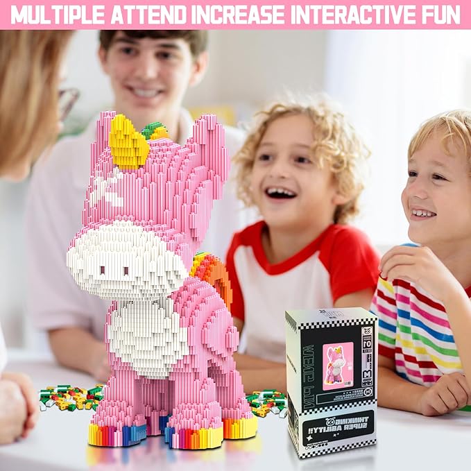 Pink Unicorn Animal Micro Building Blocks Set Gift for Adults and Kids 4460 Pieces
