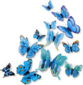 Mixed of 12PCS 3D Pink Butterfly Wall Stickers Decor Art Decorations¡­ (Blue)