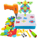 STEM Drill & Build Kit for Kids Ages 3-8 | Electric Toy Drill with 193+ Pieces (Screws, Nuts, Rainbow Fasteners) | Creative Design Construction Toys for Boys Girls | Gift for Birthdays, Christmas