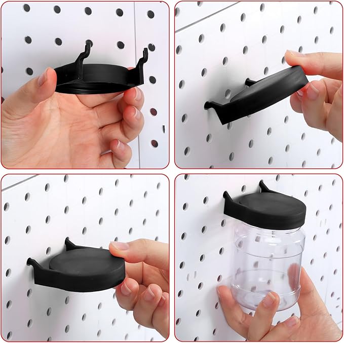 Unittype 20 Set Pegboard Organizer Accessories Peg Boards Jars with Lids Plastic Pegboards Bins Storage Containers Clear Peg Board Wall Organizer for Garage Sewing Office Home Supplies(Black)